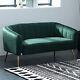 Emerald Green Plush Velvet 2 Seater Sofa Shell Back Accent Love Seat Living Room