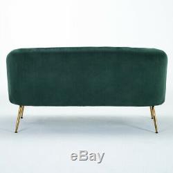 Emerald Green Plush Velvet 2 Seater Sofa Shell Back Accent Love Seat Living Room