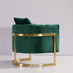 Emerald Green Velvet Tub Accent Chair Gold Finish Frame UK STOCK FREE Delivery