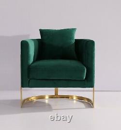 Emerald Green Velvet Tub Accent Chair Gold Finish Frame UK STOCK FREE Delivery