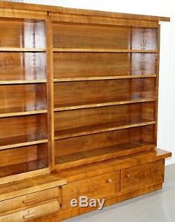 Enormous MID Century Modern 500cm Wide Walnut Bookcase With Drawers & Cupboards