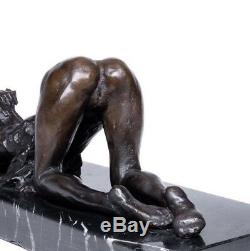 Erotic Bronze Nude Girl Sculpture / figurine on a solid marble base, Art, Gift