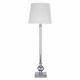 Everly Quinn Bedside Table Light, Metal Base Silver White Silk Empire Shade 75cm