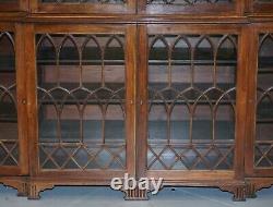 Exceptional Astral Glazed Breakfront Library Bookcase Prince Of Wales Feathers