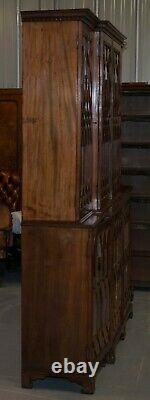 Exceptional Astral Glazed Breakfront Library Bookcase Prince Of Wales Feathers