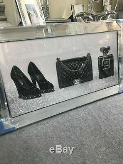 Extra Large Designer Bag, Shoe and Perfume 3D Picture with mirrored frame