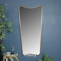 Extra large curved antique gold wall floor leaner mirror vintage shabby chic