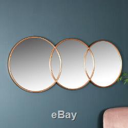 Extra large ornate decorative copper circle wall mirror rustic industrial chic
