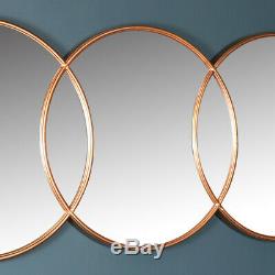 Extra large ornate decorative copper circle wall mirror rustic industrial chic
