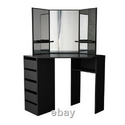 Fancy Corner Dressing Table Multi-angle Mirror Stool 5 Drawers Desk Arielle NEW