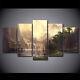 Fantasy Mountain Lake Landscape 5 Piece Canvas Print Poster Wall Art Home Decor