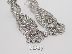 Fine Art Deco-style Chandelier Dangling Diamond Earrings G-H VS1 14k White Gold