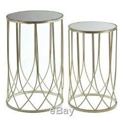 Fiona Gold Metal Round Side Table Set of 2