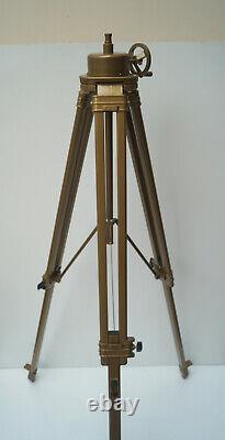 Floor Shade Lamp Brass Tripod Stand Handmade Nautical Home Decor WITHOUT SHADE
