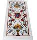 Floral Design Inlay Work Sofa Table White Marble Dining Table Top 24 X 48 Inches