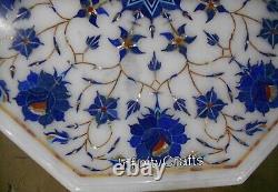 Floral Pattern Inlay Work Coffee Table Top Octagon Marble Cafeteria Side Table