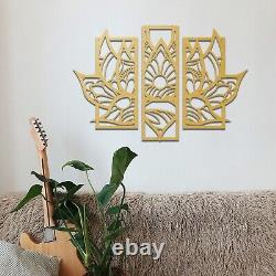 Floral Trio Wooden Wall Art Decor Elegant Lotus Blossom Panels for Any Room