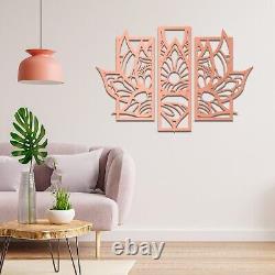 Floral Trio Wooden Wall Art Decor Elegant Lotus Blossom Panels for Any Room