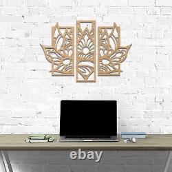 Floral Trio Wooden Wall Art Decor Elegant Lotus Blossom Panels for Any Room