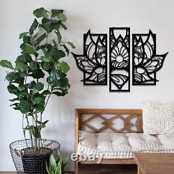 Floral Trio Wooden Wall Art Decor Elegant Lotus Blossom Panels for Any Room