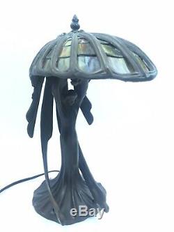 Flying Lady Figural Art Deco Nouveau Woman Tiffany Style Stain Glass Lamp Wings
