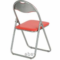 Folding Chair Faux Leather Padded Seat Back Rest Computer Office Garden Home PVC