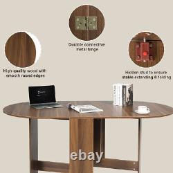 Folding Dining Coffee Table 3-in-1 Drop Leaf Table Writing Desk 4 to 6 People