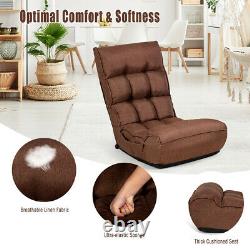 Folding Lazy Sofa Chair 4-Position Adjustable Recliner High Backrest Lounger
