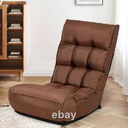 Folding Lazy Sofa Chair 4-Position Adjustable Recliner High Backrest Lounger