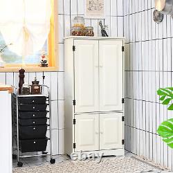 Freestanding Floor Cabinet Wooden Storage Organizer Chest with Adjustable Shelf