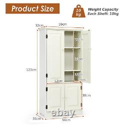 Freestanding Floor Cabinet Wooden Storage Organizer Chest with Adjustable Shelf