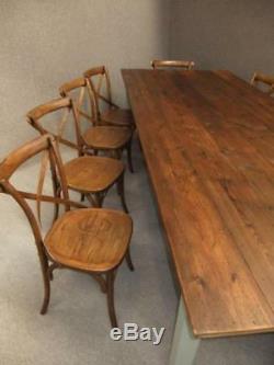French Farmhouse Solid Wooden Dining Table & 10 Wooden Dining Chairs Kitchen Set