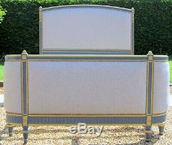 French King Size 5ft wide Double Bed with New Laura Ashley Dove Grey Upholstery