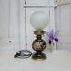 French Vintage Hand-painted Lamp In Art Deco Style With Glass Shade