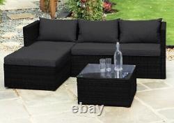 Full Garden Set Furniture 4 Seater Corner Sofa & Table With Seating Cushions