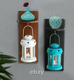 Garden Decoration Items Lantern Lamps Living Room With Wooden Shelve Set Of 2