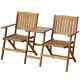 Garden Dining Set Wooden Bench With Tea Table 2 Chairs Patio Furniture Loveseat