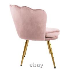 Genesis Flora Accent Tub Chair Scallop Armchair Petal Back Gold Legs-Silver Pink