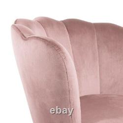 Genesis Flora Accent Tub Chair Scallop Armchair Petal Back Gold Legs-Silver Pink
