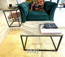 Genuine Grey Marble Coffee and End Tables Pair Contemporary / Designer / Luxury