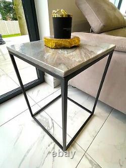 Genuine Grey Marble Coffee and End Tables Pair Contemporary / Designer / Luxury