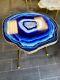 Geode Resin Coffee Table Blue Turquoise Quartz Coffee Table Gold Metal Legs