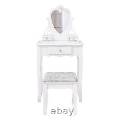 Girls Makeup Table Dressing Table Stool Set With 3 Drawers/Mirror Kids Toy Vanity