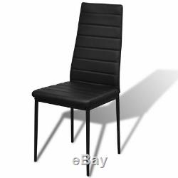 Glass Dining Table and 4 Chairs Seat Black Set Restaurant Home Furniture Modern