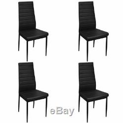 Glass Dining Table and 4 Chairs Seat Black Set Restaurant Home Furniture Modern