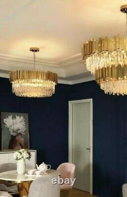 Gold Crystal modern Ceiling Light Pendant Chandelier Lamp