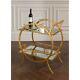 Gold Drinks Trolley 2 Mirrored Shelves Art Deco Design With Gold Finish