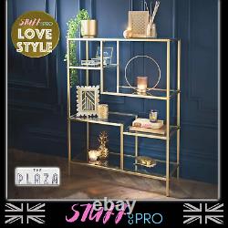 Gold Glass Shelving Unit Art Deco Style Storage Furniture Freestanding Console
