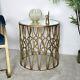 Gold Mirrored Ornate Side Table Art Deco Vintage Luxurious Home Decor Accent
