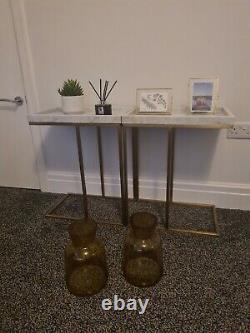 Gold and and marble side tables